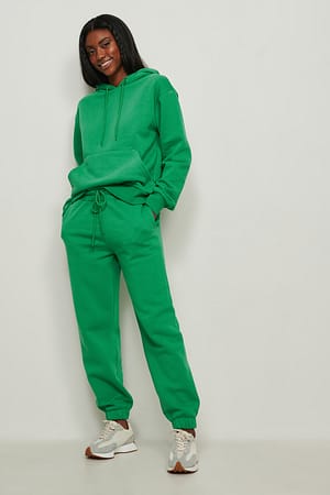 Green Pantalon de survêtement brossé à cordon
