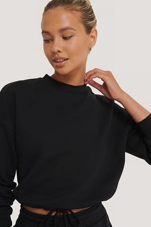 Black NA-KD Basic Sweatshirt à cordon