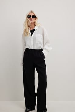 Elastic Waist Wide Leg Pants Outfit