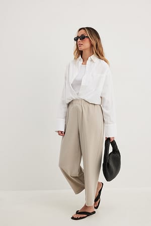 Beige Jupe-culotte à taille élastique