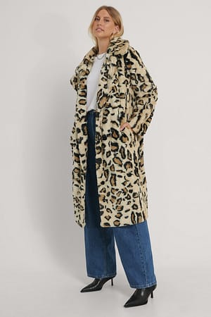 Leopard Manteau Fausse Fourrure