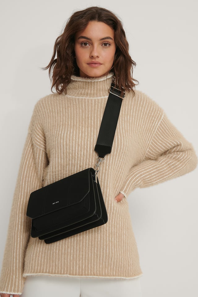 Black Sac À Bandoulière En Faux Daim