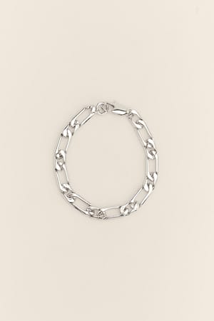 Silver Bracelet de cheville recyclé à chaîne figaro