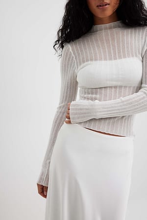 Offwhite Haut en tricot fin à manches longues