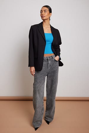 Blue Haut asymétrique en maille fine