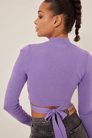 Lilac Pull portefeuille en tricot fin