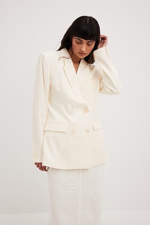 White Blazer ajusté à double boutonnage