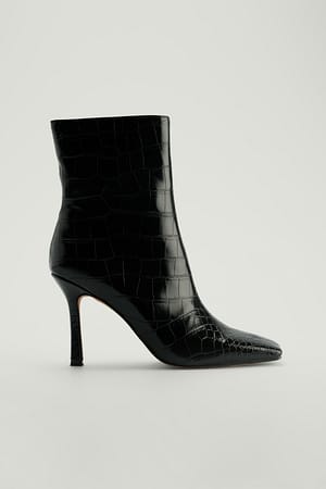 Black Bottines à talons aiguilles ajustées