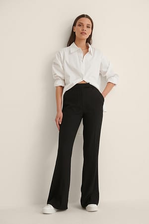 Black NA-KD Trend Pantalon De Costume Évasé À Plis Sur Le Devant