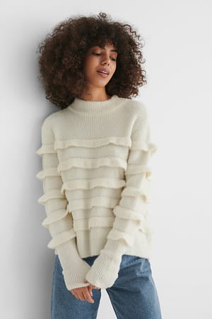 Offwhite NA-KD Pull En Tricot À Volants