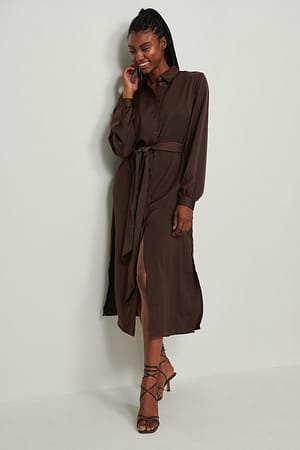 Brown Kaftan fleuri