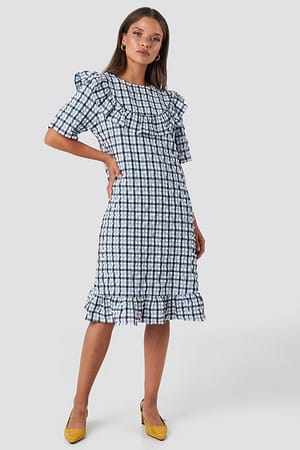 Checked NA-KD Trend Frill Detail Dress