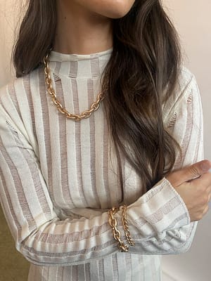 Gold Collier dépoli à chaîne épaisse recyclé