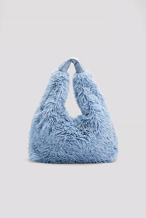 Blue Cabas en fausse fourrure duveteuse