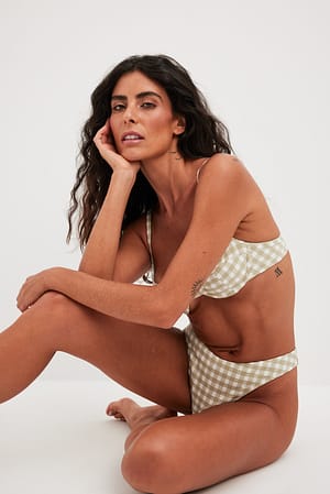Beige/Green Culotte de bikini vichy