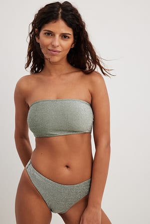 Light Green Culotte de bikini pailletée à taille haute