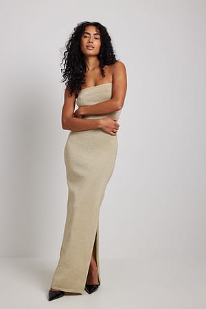 Gold Robe tube longue pailletée en maille