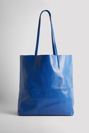 Cobalt Blue Cabas en cuir verni
