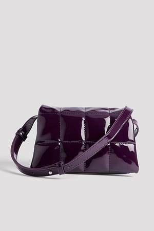 Plum Sac matelassé verni brillant