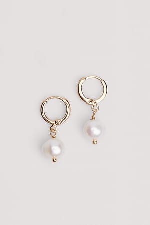 Gold/White Boucles d’oreilles pendantes recyclées en perles