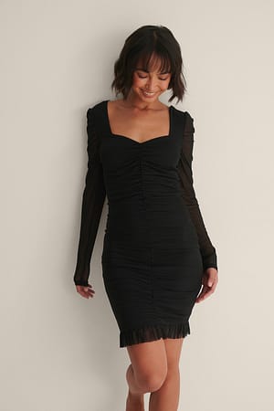 Black Handpicked x NA-KD Robe À Manches Longues Froncée