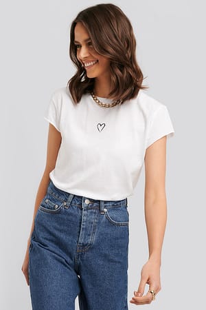 White/Black NA-KD Heart Tee