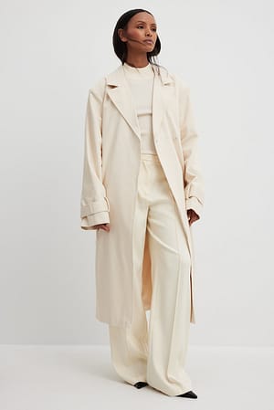 Light Beige Trench en coton épais