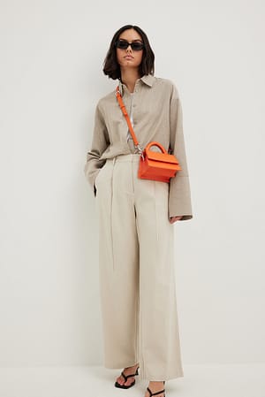 Sand Pantalon large en lin épais à taille haute