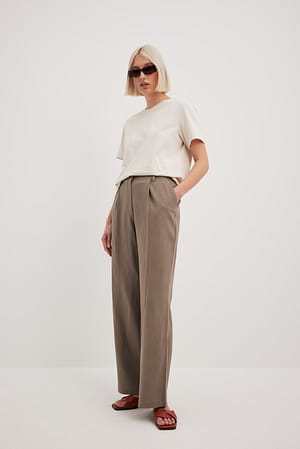 Bark Pantalon large en lin épais à taille haute