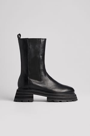 Black Bottines Chelsea en cuir à semelle profilée épaisse