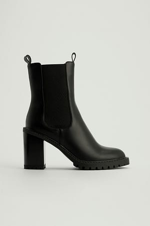 Jet Black Bottes Chelsea à talons