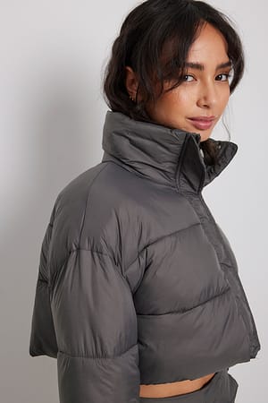Dark Grey Veste courte matelassée