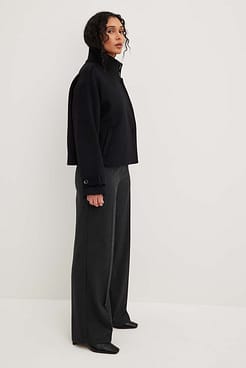 High Neck Buttoned Coat Outfit