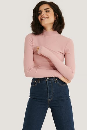 Dusty Pink NA-KD Reborn Recyclé Haut À Col Haut