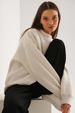 Grey Melange Sweatshirt à col montant biologique