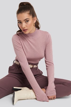 Dusty Pink High Neck Light Knit Sweater