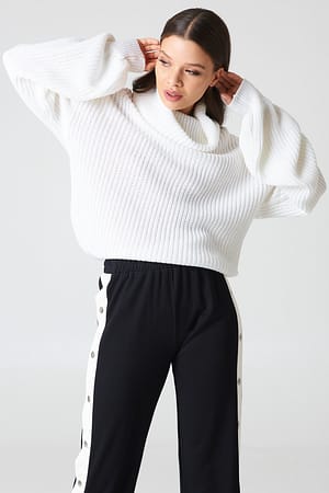 Offwhite NA-KD High Neck Oversized Knitted Sweater