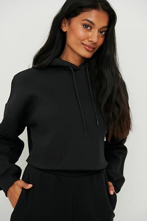 Black Sweatshirt à capuche bio à bords francs