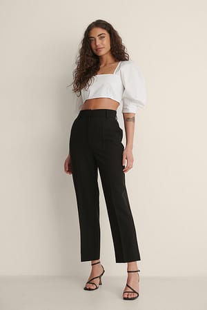 Black Pantalon de costume court taille haute