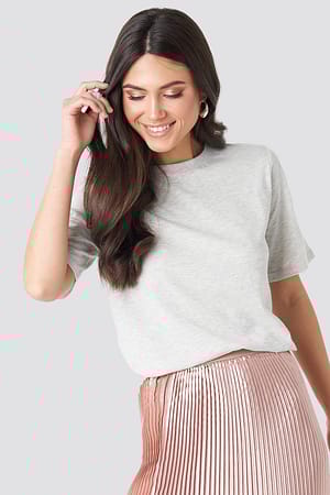Light Grey Tee-Shirt À Col Rond Haut