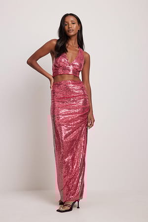 Raspberry Jupe longue à fente haute avec sequins