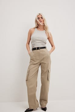 High Waist Cargo Pocket Pants Outfit