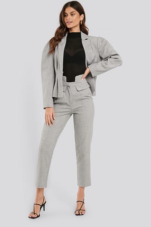 Grey NA-KD Classic High Waist Detailed Pants