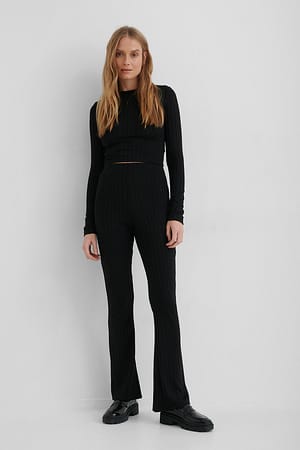 Black NA-KD Legging Évasé Taille Haute