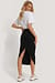 High Waist Sharp Cut Midi Skirt
