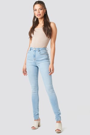 Light Blue NA-KD High Waist Skinny Jeans