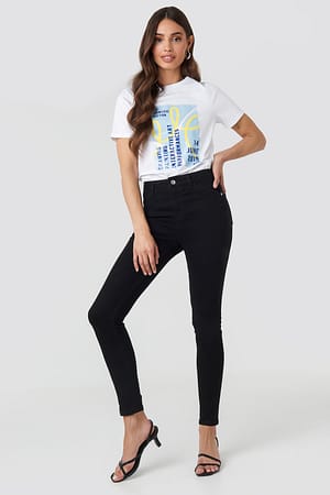 Black NA-KD High Waist Skinny Jeans