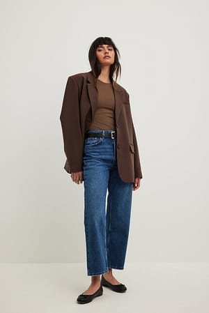 Mid Blue Jean court taille haute