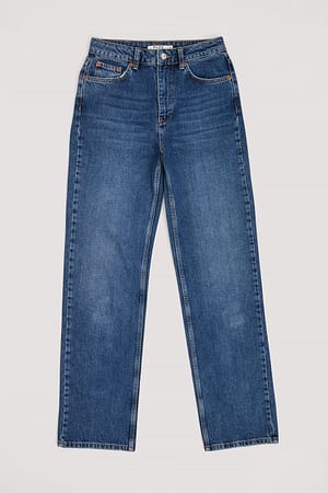 Dark Blue Jean droit taille haute