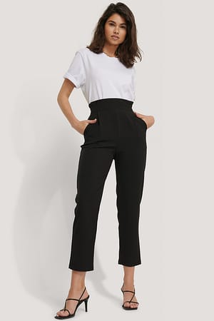 Black High Waist Straight Pants